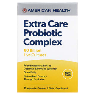 American Health, Complejo de probióticos para cuidado extra, 80.000 millones de UFC, 30 cápsulas vegetales