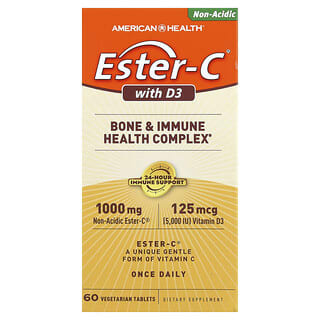 أميريكن هيلث‏, Ester-C مع فيتامين د3‏، 60 قرصًا نباتيًا