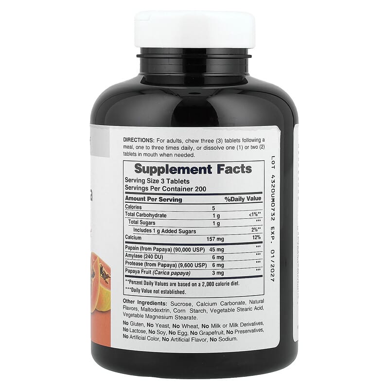 Original Chewable Papaya Enzyme, 600 Tablets