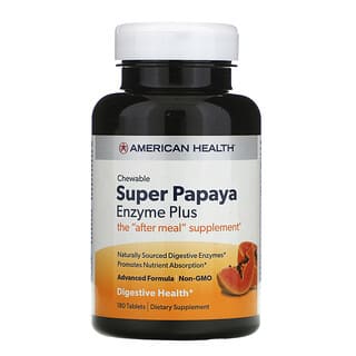 American Health, Super Papaya Enzyme Plus, 180 Comprimidos Mastigáveis