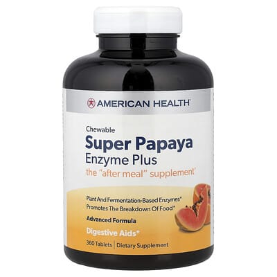 American Health, Super Papaya Enzyme Plus Chewable Tablets, 360 Tablets