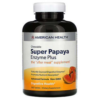 American Health, Super Chewable Papaya Enzyme Plus, 360 Tablets