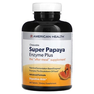 American Health, Super Chewable Papaya Enzyme Plus, 360 Tablets