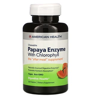 American Health, Enzyme de papaye avec chlorophylle, 250 comprimés à croquer