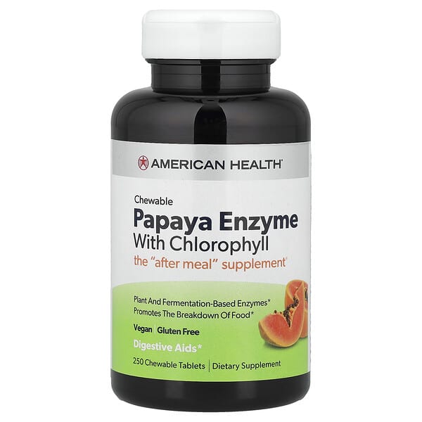 Chewable Papaya Enzyme with Chlorophyll, 250 Chewable Tablets