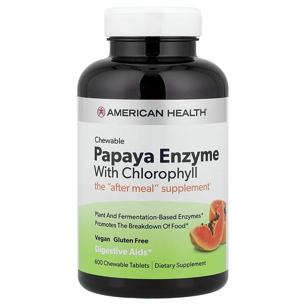 American Health, Chewable Papaya Enzyme With Chlorophyll, 600 Chewable Tablets — product photo 1