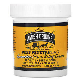 Amish Origins, Deep Penetrating, Pain Relief Greaseless Cream, 3.5 fl oz (99.22 g)