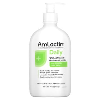 Amlactin, Daily, 12% Lactic Acid Moisturizing Lotion, Fragrance Free, 14.1 oz (400 g)