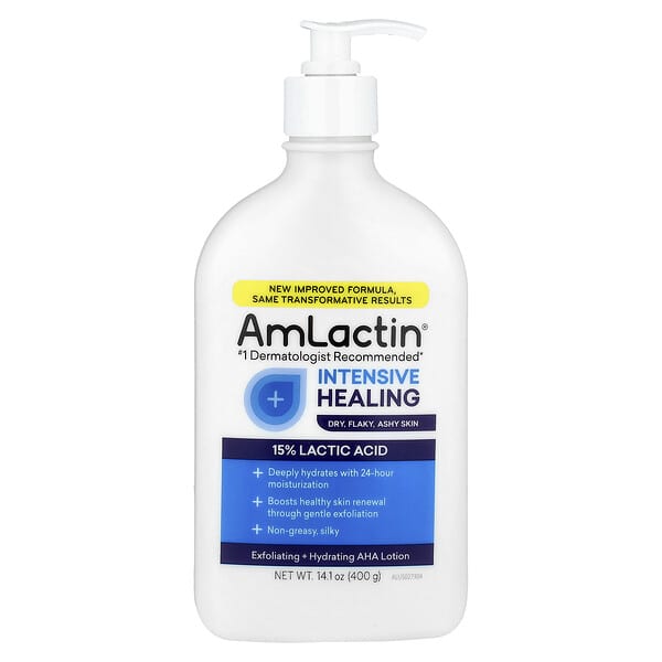 AmLactin, Intensive Healing, Exfoliating & Hydrating AHA Lotion, Dry, Flaky, Ashy Skin, Fragrance Fr