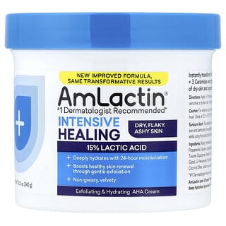 AmLactin, Intensive Healing, Exfoliating & Hydrating Cream, intensive Heilung, Peeling- und Feuchtigkeitscreme, für schuppige, graue, trockene Haut, 340 g (12 oz.)
