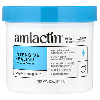 AmLactin, Intensive Healing, Peeling & Hydrating AHA Cream, feuchtigkeitsspendende AHA-Creme mit Peeling-Effekt, trockene, schuppige, fahle Haut, 340 g (12 oz.)