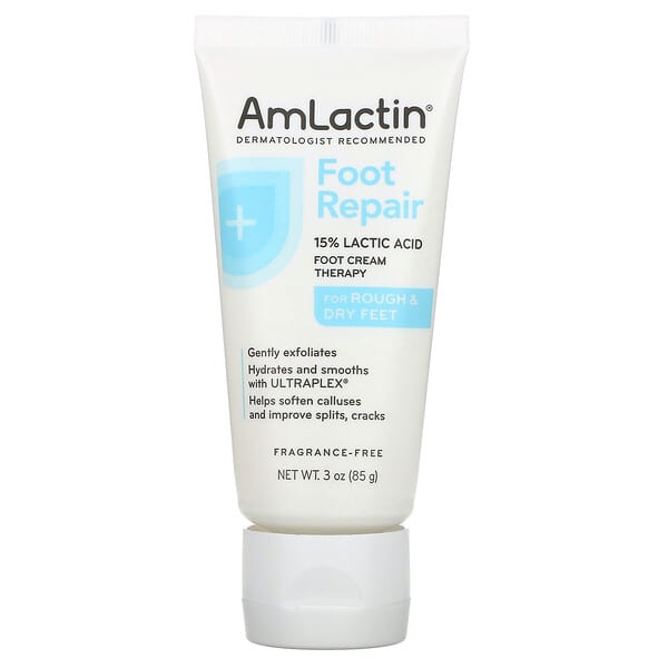 AmLactin, Foot Repair, For Rough &amp; Dry Feet, Fragrance-Free, 3 oz (85 g)