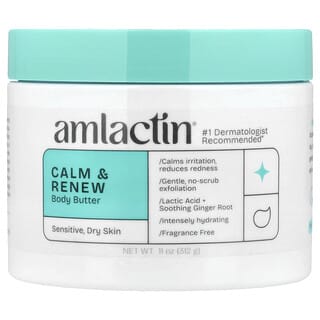 AmLactin, Масло для тела Calm &amp; Renew, Sensitive, Dry Skin, без отдушки, 312 г (11 унций)