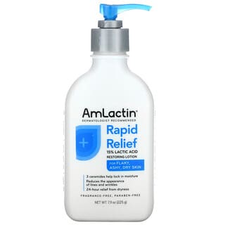 Amlactin, Soulagement rapide, Lotion restauratrice d'acide lactique à 15 %, Sans parfum, 225 g