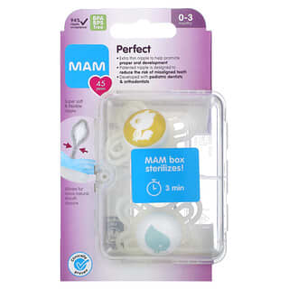 MAM, Perfect Pacifier, 0-3 Months, Unisex, 2 Count