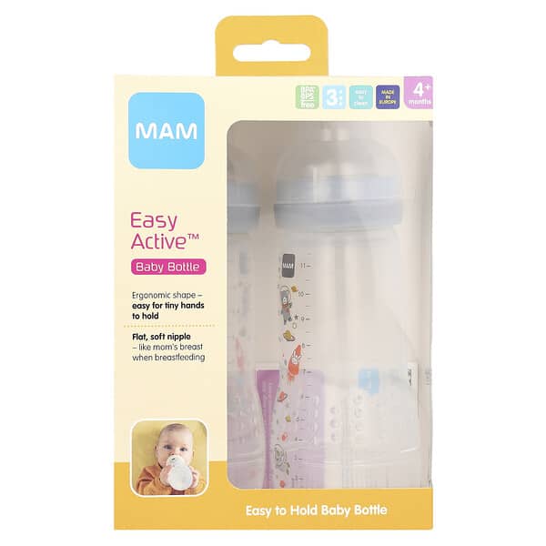 MAM, Easy Active, 젖병용, 생후 4개월 이상, 2개