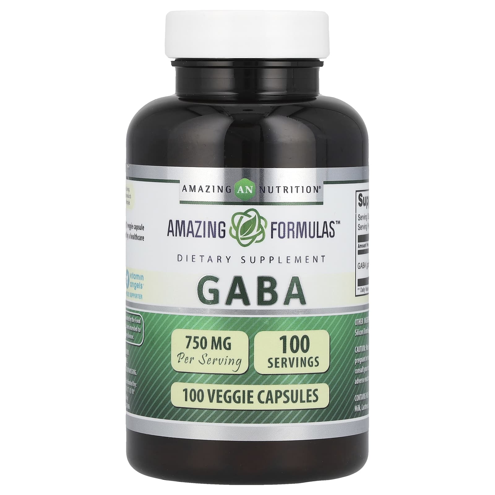 Amazing Nutrition Gaba 750 Mg 100 Veggie Capsules 3944