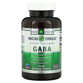 Amazing Nutrition, Gaba, 750 mg, 100 Cápsulas Vegetais