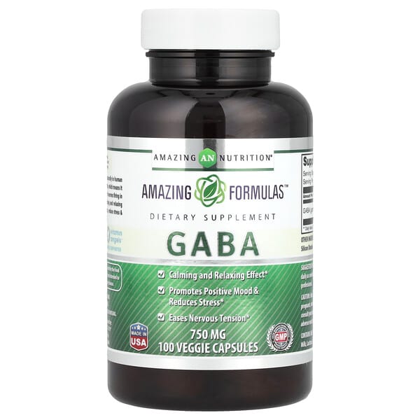 GABA, 750 mg, 100 Veggie Capsules