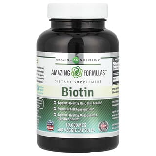 Amazing Nutrition, Biotina, 10.000 mcg, 200 Cápsulas Vegetais