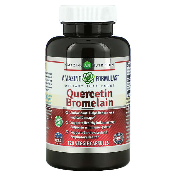 Amazing Nutrition, Quercetina e Bromelaína, 120 Cápsulas Vegetais