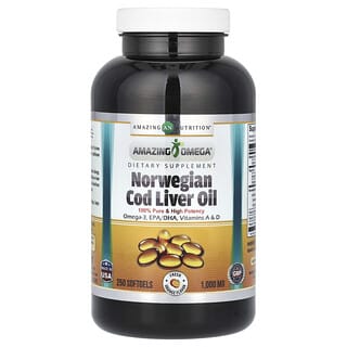 Amazing Nutrition, Amazing Omega, Norwegian Cod Liver Oil, Fresh Orange, 1,000 mg, 250 Softgels