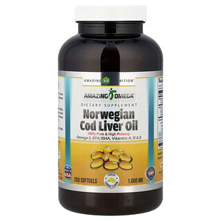 Amazing Nutrition, Amazing Omega, жир печени норвежской трески, лимон, 1000 мг, 250 мягких таблеток