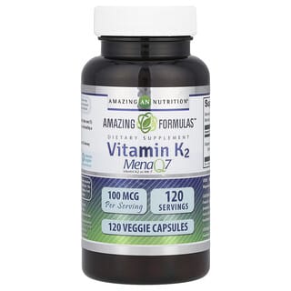 Amazing Nutrition, Amazing Formulas™, Vitamina K2, 100 mcg, 120 Cápsulas Vegetais