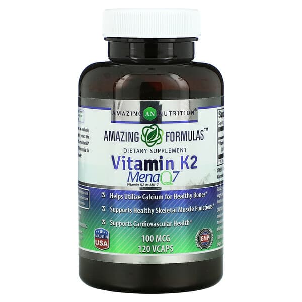 Amazing Nutrition, Vitamina K2, 100 mcg, 120 VCaps