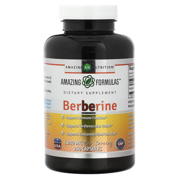 Amazing Nutrition, Berberine, 1,000 mg, 250 Capsules (500 mg per Capsule)