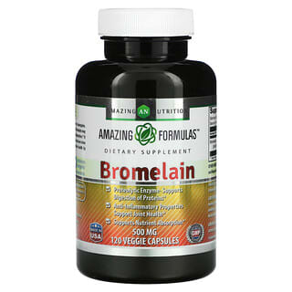 Amazing Nutrition, бромелаин, 500 мг, 120 растительных капсул