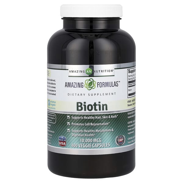 Biotin, 10,000 mcg, 400 Veggie Capsules