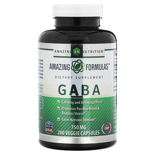 Amazing Nutrition, GABA, 750 mg, 200 cápsulas vegetales