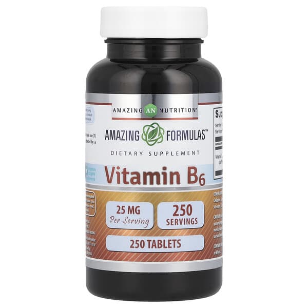 Vitamin B6, 25 mg, 250 Tablets