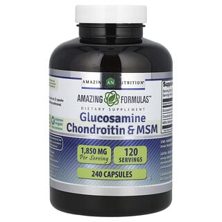 Amazing Nutrition, Glicosamina, Condroitina e MSM, 1.850 mg, 240 Cápsulas (925 mg por Cápsula)