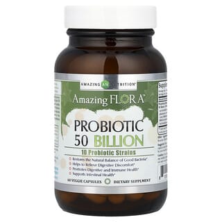 Amazing Nutrition, Amazing Flora™, Probiotic, 50 Billion, 60 Veggie Capsules