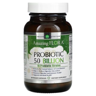 Amazing Nutrition, Amazing Flora, пробиотик, 50 миллиардов, 60 растительных капсул