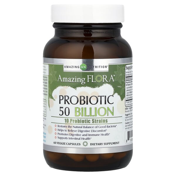 Amazing Nutrition, Amazing Flora™, 프로바이오틱, 500억, 베지 캡슐 60정