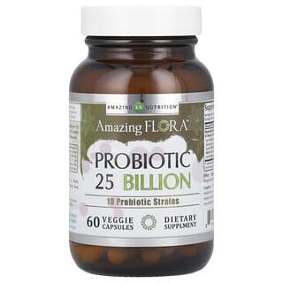 Amazing Nutrition, Amazing Flora ™, пробиотик, 25 миллиардов, 60 растительных капсул