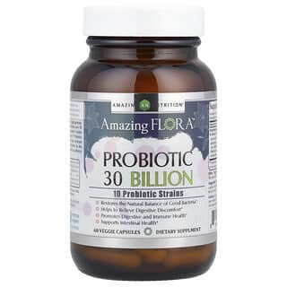 Amazing Nutrition, Amazing Flora, Probiotique, 30 milliards d'UFC, 60 capsules végétariennes