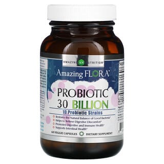 Amazing Nutrition, Amazing Flora, Probiótico, 30.000 millones de UFC, 60 cápsulas vegetales