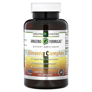 Amazing Nutrition, Complexo de Ginseng, 500 mg, 120 Cápsulas