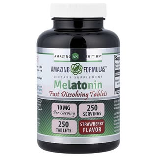 Amazing Nutrition, Melatonină, căpșuni, 10 mg, 250 comprimate