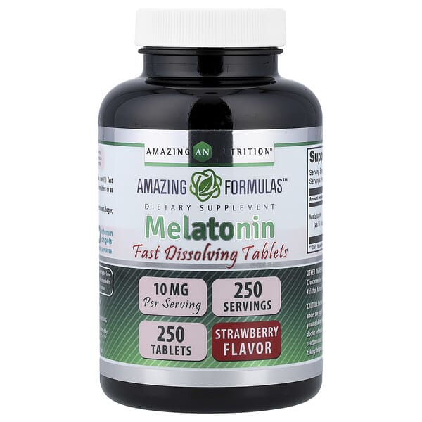 Melatonin, Strawberry, 10 mg, 250 Tablets
