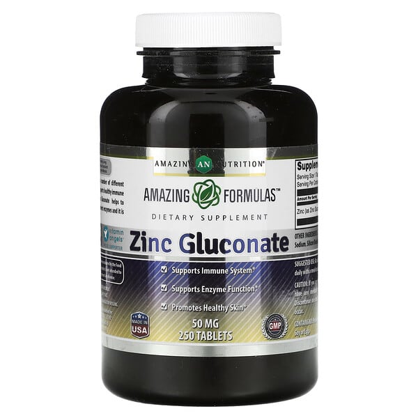 Amazing Nutrition, Zinc Gluconate, 50 mg, 250 Tablets