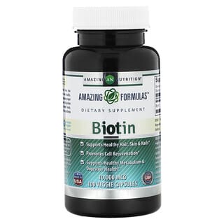Amazing Nutrition, Биотин, 10 000 мкг, 100 растительных капсул