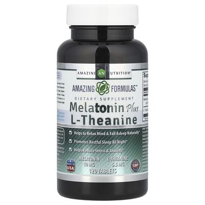 Amazing Nutrition, Melatonin + L-Theanine, 10 mg, 120 Tablets