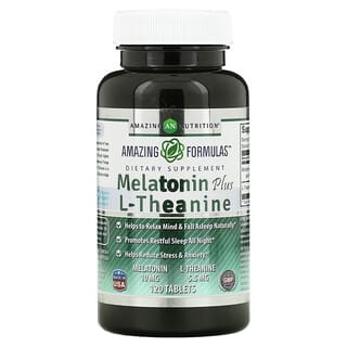 Amazing Nutrition, Mélatonine et L-théanine, 10 mg, 120 comprimés