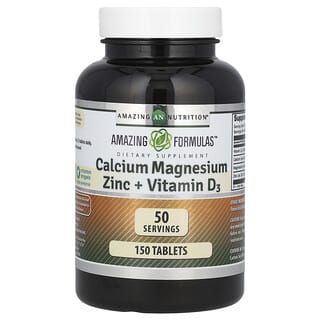 Amazing Nutrition, Cálcio, Magnésio, Zinco + Vitamina D3, 150 Comprimidos