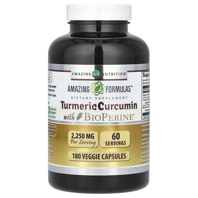 Amazing Nutrition, Turmeric Curcumin with BioPerine, 180 Veg Capsules